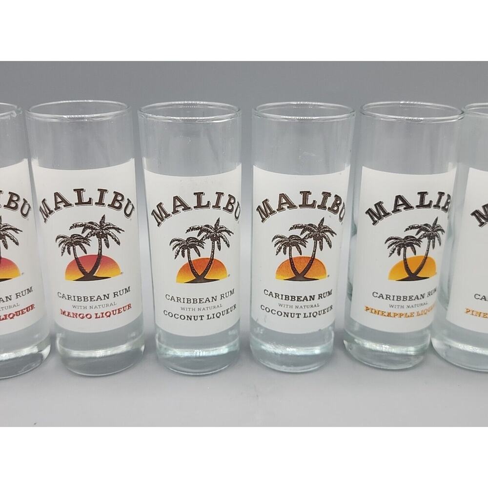 Malibu Rum 2oz Shot Glasses Lot of 10 Coconut Mango Pineapple Passion Fruit Etc. - Picture 3 of 10